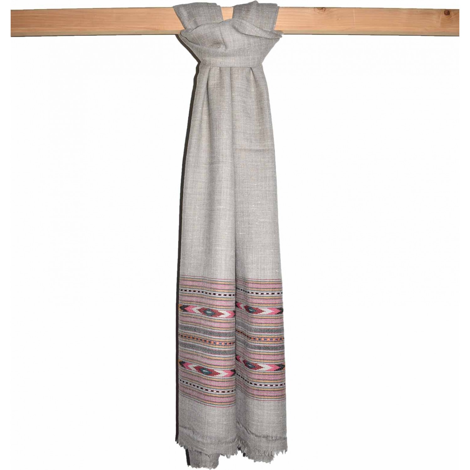 Shawl-397 100% Handloom Angora & Wool Grey